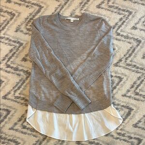 Veronica Beard Gray and White Mixed Media Sweater